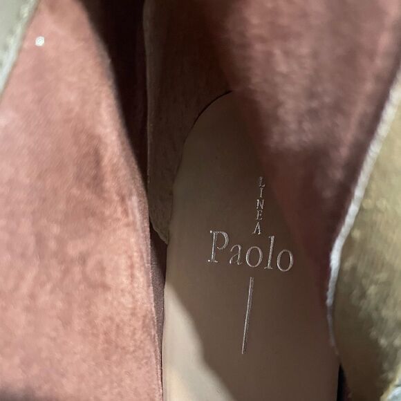 Linea Paolo Winslet Wedge Suede Tan Shimmer Bootie NEW Size 8.5M - Picture 8 of 9